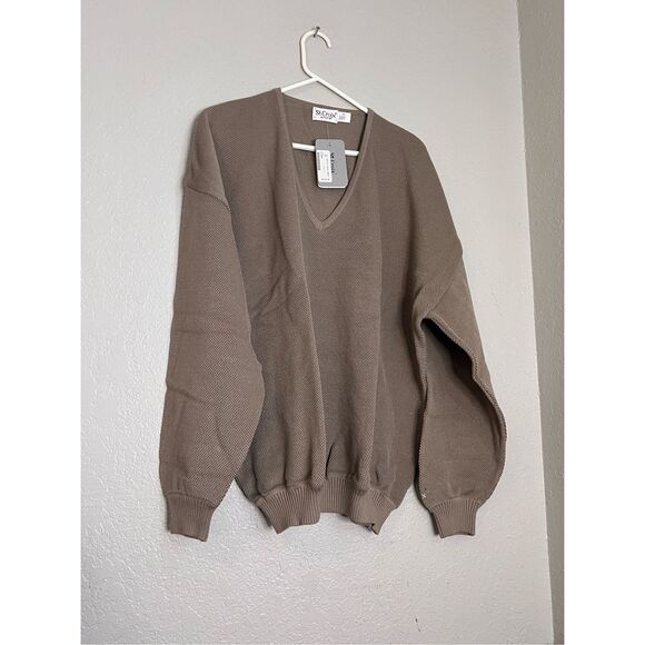 New St. Croix Knits Mens Sweater XL Tan Brown Long Sleeve Crew Neck Pullover